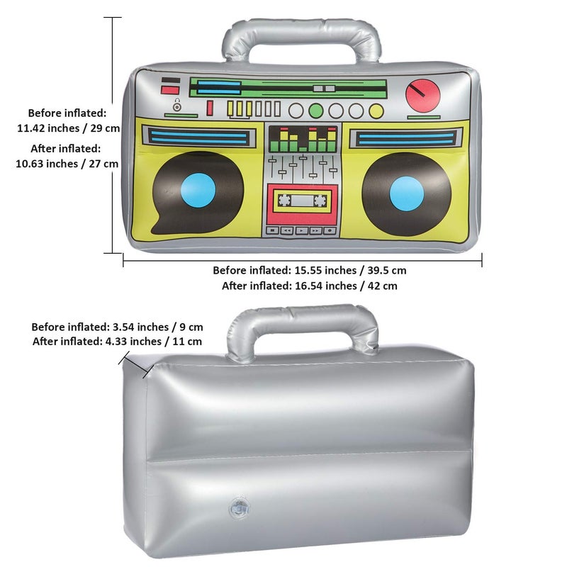 meekoo 3 Pcs Inflatable Boombox Inflatable Radio Boombox 80s 90s Party Decorations 16.5 Inches for Rappers Hip Hop Theme Costume Disco Retro Theme Party Decorations Supplies - Image 2
